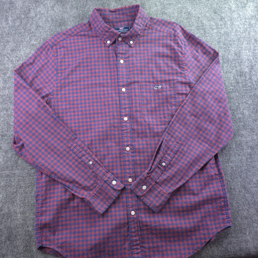 J Crew Classic Fit Tucker Shirt Large Red Blue Check Long Sleeve Button‎ Down